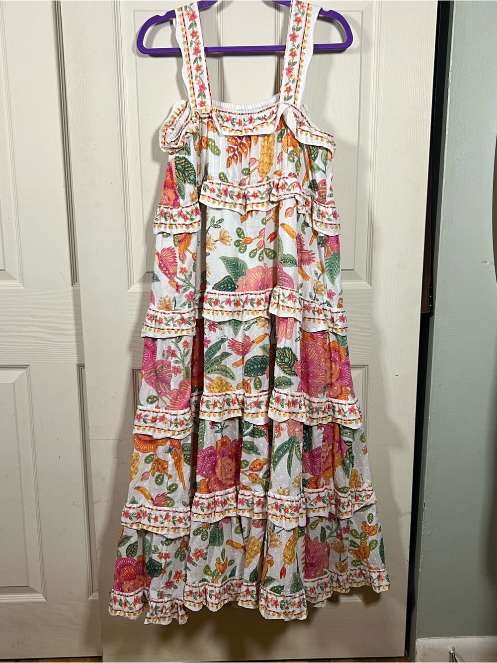FARM Rio Floral Tiered Maxi Dress in Pink, Green & Yellow - Picture 5 of 10